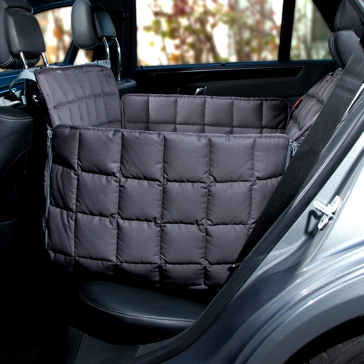 Komfort-Schutz für den Mittelsitz und einen Außensitz 3 Farben und 3 Größen All-Side Schutz Doctor Bark 2-Sitz-Autoschondecke für die Rückbank 